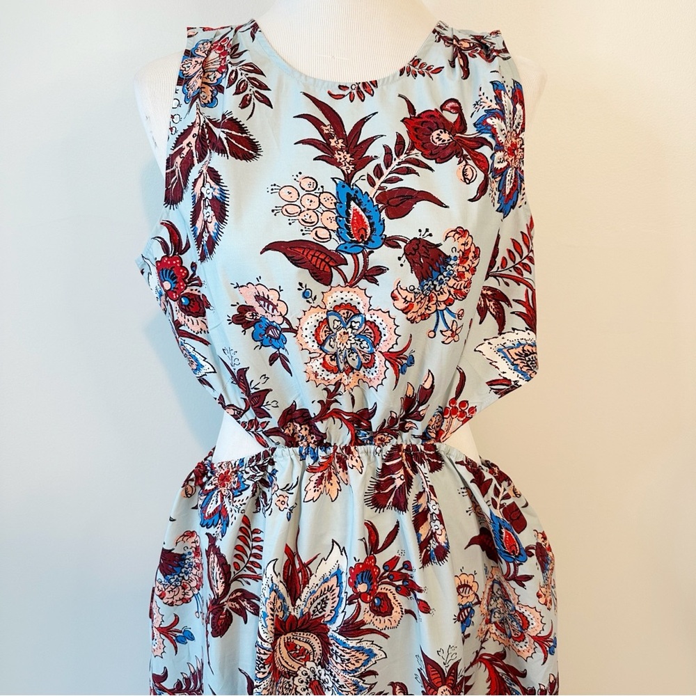 NWT RHODE Target Cut Out Midi Dress Floral Paisley Island Blue Pockets, Large - Picture 5 of 16